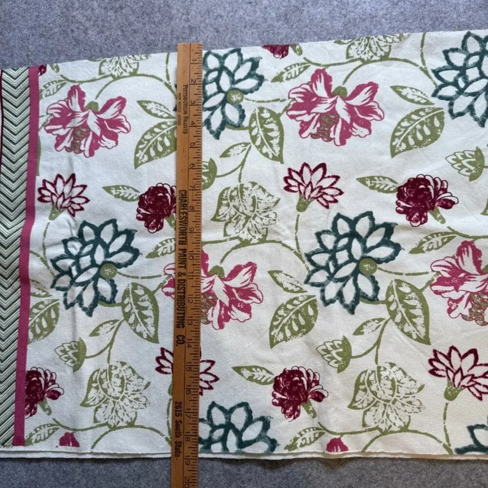 Cynthia Rowley Floral Table Runner Tassel Fringe 100% Cotton 19x80 Boho Cottage